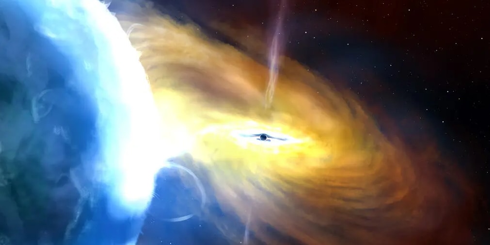 ガス雲を消費するブラックホールのイメージ