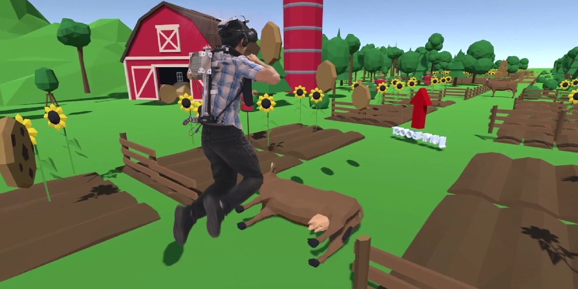 VRゲーム内の「高いジャンプ」の感覚が得られるバックパック