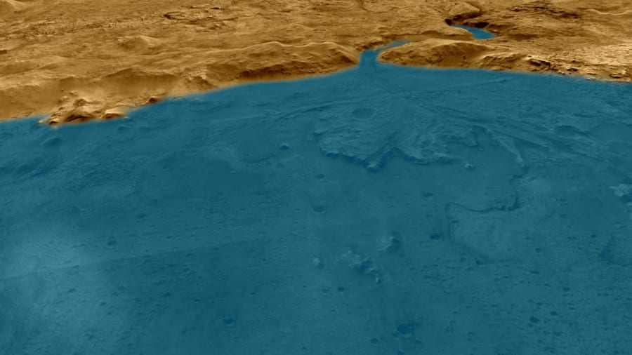 十億年も前にジェゼロにあった湖のイメージ図