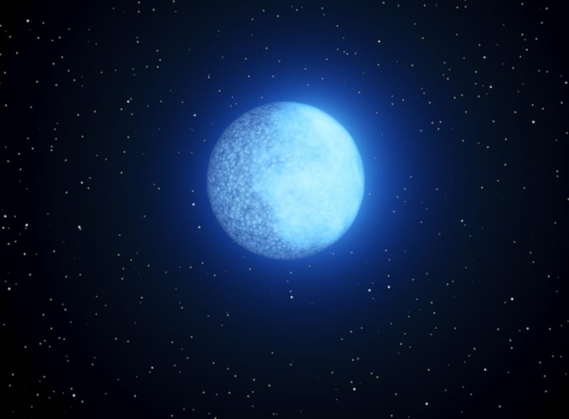 白色矮星「ヤヌス」のイメージ（片面が水素で、片面がヘリウム）