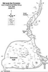 テオミム洞窟の地図（左下のAが入口）