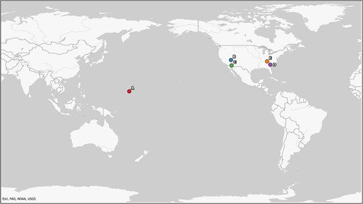 今回の研究で分析されたカメの採取位置
