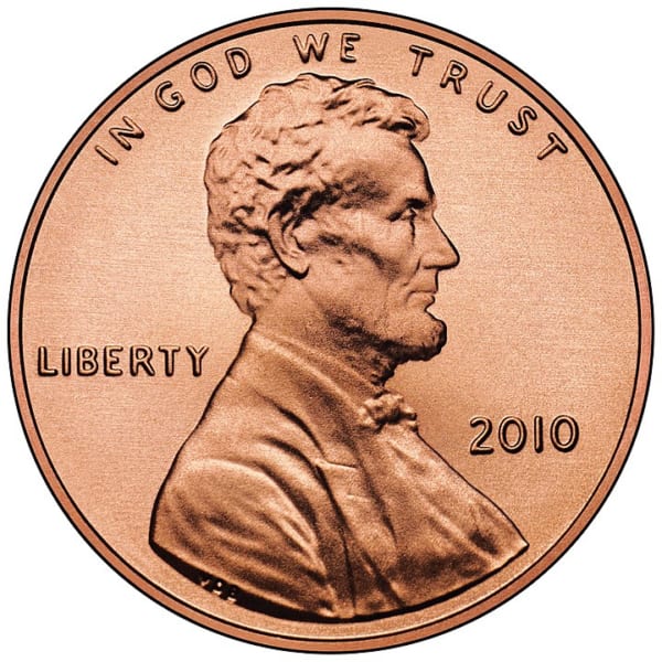 「ペニー」の愛称がある1セント硬貨。自由の女神も最初はこのような赤褐色でした。