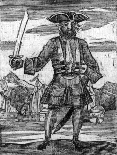 「海賊黒髭」1725年発行の『海賊史』での挿絵