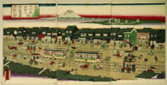 東京名所 日本橋京橋之間鉄道馬車往復之図、電車が生まれる前は馬車鉄道が重要な公共交通機関だった