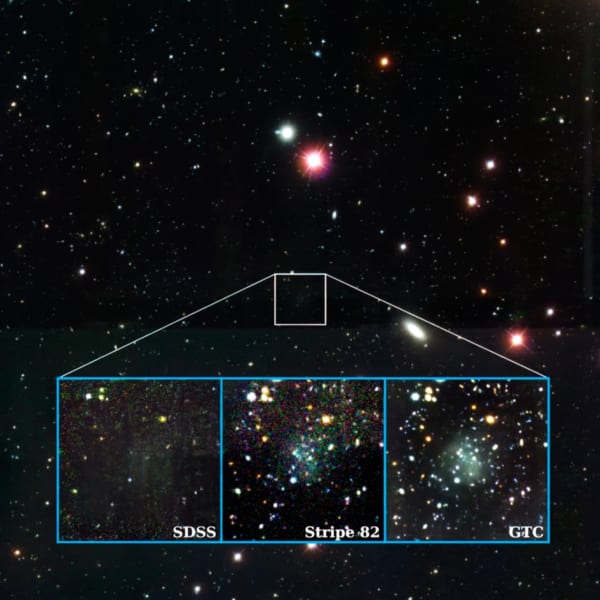 ぬーべーは、SDSSで収集された画像では「ほとんど見えない」が、他の望遠鏡の画像により、その存在が明らかに