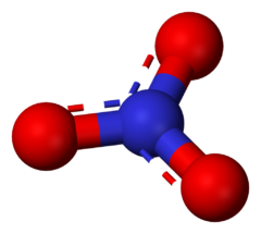 硝酸塩（赤が酸素原子、青が窒素原子）