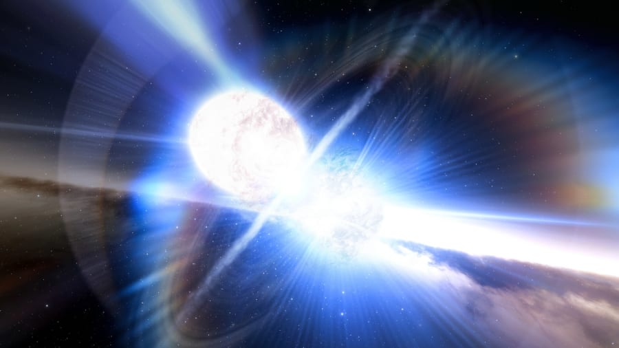 中性子星同士の衝突イメージ