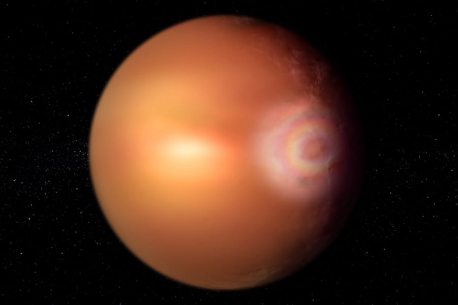 太陽系外惑星WASP-76bの「グローリーエフェクト」の想像図。色鮮やかな光輪が発生した可能性がある