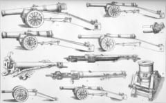 16世紀の各種大砲を描いた図