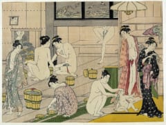 鳥居清長画『女湯』、銭湯を詳細に描いた浮世絵として知られている