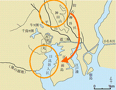 15世紀の関東（江戸周辺）の地形
