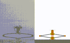 ロボットの離陸時の実際の映像（左）とコンピューターシミュレーション（右）