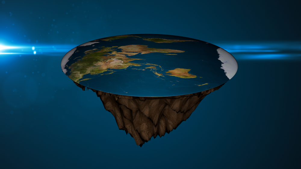 Space background with flat earth. Digital illustrationの画像
